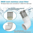 Cotonlake1 inch Stainless Steel Filter Cover Connected to 90 degree elbow 1" /DN25 PVC Water Pipe, Suction Strainers Used to Remove Debris and Reduce Solid Entry (1pcs)