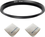 62mm Lens to 67mm Camera Lens Adapter 62mm to 67mm Step Up Ring Adapter Ring for All Brands of UV ND CPL, with Premium Lens Wiping Cloth 2 Pack (62mm-67m)
