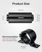 EVIL ENERGY Inline Fuel Filter 10 Micron with 6AN 8AN 10AN Adapter&Bracket Clamp 50MM Universal
