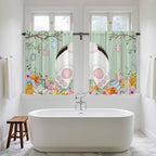 Easter Kitchen Curtains 45 Inch Long 2 Panel Set, Rod Pocket Window Treatment, Spring Watercolor Bunny Eggs Wooden Grain Green Light Filtering Panels Short Drapes for Bathroom Camper 42"W x 45"L