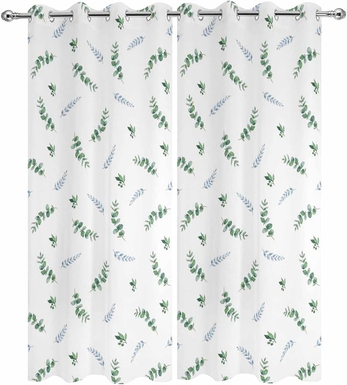 Leaf Outdoor Curtains for Patio Summer Jugal Leaves Pastoral Plant Waterproof Outside Curtains with Grommet Top Weatherproof Curtain for Cabana Pergola Gazebo, 2 Pack, 54" W x 95" L