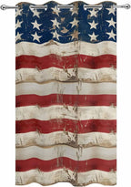 4th of July Outdoor Curtains for Patio USA Flag Independence Day Vintage Waterproof Outside Curtains with Grommet Top Weatherproof Curtain for Cabana Pergola Gazebo, 1 Panel, 54" W x 108" L