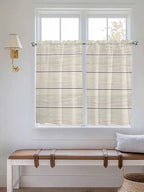 Vintage Country Wooden Board Window Valance Curtains, Gradient Wood Grain Line Light Filtering Kitchen Valance with 3-inch Rod Pocket for Living Room Bathroom Bedroom,2 Panel,27.5x45In