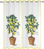 Lemons Outdoor Curtains for Patio Summer Fruit Lemon Tree Waterproof Outside Curtains with Grommet Top Weatherproof Curtain for Cabana Pergola Gazebo, 2 Pack, 54" W x 95" L
