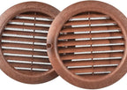 VENTS-US - 4" Brown Round Plastic Vent Cover with Built-in Insect Screen Mesh and Flange for Air Supply or Exhaust Air Applications - Compatible with 4 Inch Diameter Ducts (2-Pack)