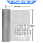 304 Stainless Steel Mesh Screen#80Mesh -Size:15.7"x47.2"(40x120cm), for Home, Garden and Farm. Window or Door Filter, Guards Against Pests Like Mice, Snakes, and Rodents. Easy to Cut and Install.