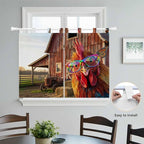 Farm Rooster Bedroom Curtains 63 Inch Length, Window Curtains Tab Top, Farmhouse Barn Funny Animals Butterfly Light Filtering Window Treatments Drapes 42"x63" 2 Panel