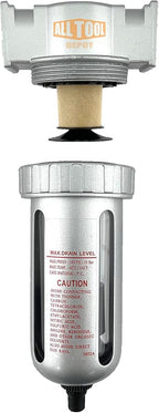 1/4" NPT MID FLOW Particulate Filter/Water Trap For Air Compressor Compressed Air Lines, 5u With Poly Bowl And Metal Bowl Guard (AUTO DRAIN)