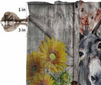 Farmhouse Half Window Curtain 36 Inches Long, Vintage Sunflowers Animals Printed Wood Grain Window Treatment Curtain Drapes, Small Tier Curtains for Bathroom Over Sink, 27.5"x36", 2 Panels