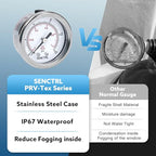 SENCTRL 0-15 Psi Low Pressure Gauge, 2" Dial Size, 1/4 NPT Back Mount, Waterproof, Stainless Steel Case, for Water Air ATV Tire Gas Pressure Test