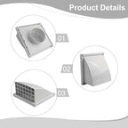 ABS Exterior Wall Ventilation Grille with Valve for Kitchen Bathroom Range Hood Duct Outlet 100mm 125mm 150mm Pipe Connection Weatherproof Air Exhaust(100MM)