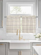 Vintage Country Wooden Board Window Valance Curtains, Gradient Wood Grain Line Light Filtering Kitchen Valance with 3-inch Rod Pocket for Living Room Bathroom Bedroom,2 Panel,27.5x36In