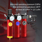 NANPU Z Series 3-Stage Air Filtration System - Sintered, Fine, & Charcoal Filters, 3/8" NPT Inlet, 1/4" NPT Outlet Module, 0-230 psi Gauge, 127 CFM @ 6 bar, Metal Housing, Auto Drain