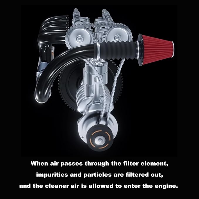 RYANSTAR RACING 63mm 2.5" High Flow Round Tapered Cone Cool Air Filter Cleaner with Top Filter Design Short 153mm tall