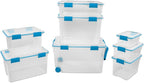 Sterilite 8-Pack Gasket Box, Weather-Resistant Storage Bins with Latching Lids, 37 Quart - Heavy-Duty Organizing Containers for Closet, Bathroom, and Office