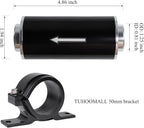 Inline Fuel Filter 100 Micron with 6AN 8AN 10AN Fuel Filter Adapter Universal 50MM, 1 set Inline fuel filter Black