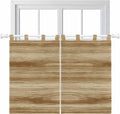 Light Brown Wood Grain Bedroom Curtains 63 Inch Length, Window Curtains Tab Top, Western Farmhouse Barn Door Light Filtering Window Treatments Drapes 42"x63" 2 Panel
