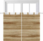 Light Brown Wood Grain Bedroom Curtains 63 Inch Length, Window Curtains Tab Top, Western Farmhouse Barn Door Light Filtering Window Treatments Drapes 42"x63" 2 Panel