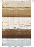Sheer Curtains 72 Inches Long, Wood Grain Brown Semi Sheer Curtains Light Filtering Window Treatment, Farmhouse Vintage Country Geometric Privacy Voile Drapes for Living Room Bedroom 52x72 Inch