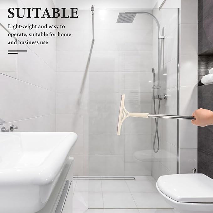 Artibetter Multifunction Window Squeegee Cleaner Wet Dry Broom with Scraper for Glass Shower Door Tile Cleaning in Khaki