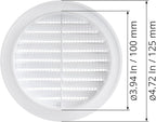White 4" Inch Round Ventilation Grille with Insect mesh. (Duct 4Ø / Grille 5Ø) Ventilation Applications. Indoor and Outdoor Vent Cover. Available 3 Sizes / 4 Colors.