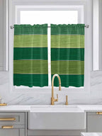 Farm Retro Green Wood Grain Window Valance Curtains, Rustic Wooden Plank Texture Light Filtering Kitchen Valance with 3-inch Rod Pocket for Living Room Bathroom Bedroom,2 Panel,42x54In