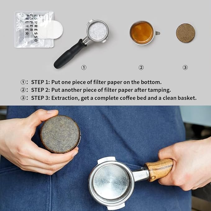 watchget 53mm Espresso Paper Filters - 1000 Pcs Unbleached Coffee Filter Papers for Espresso Machine, Puck Screen, Compatible with 54mm Portafilter Baskets