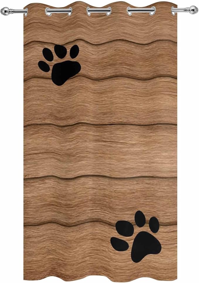 Wood Grain Outdoor Curtains for Patio Claws Animals Wooden Vintage Waterproof Outside Curtains with Grommet Top Weatherproof Curtain for Cabana Pergola Gazebo, 1 Panel, 54" W x 95" L