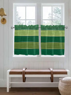 Farm Retro Green Wood Grain Window Valance Curtains, Rustic Wooden Plank Texture Light Filtering Kitchen Valance with 3-inch Rod Pocket for Living Room Bathroom Bedroom,2 Panel,27.5x24In