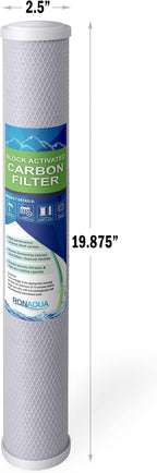 Standard Whole House Coconut Shell Carbon Block 5 Micron Water Filter 20” x 2.5” Fits 20” x 2.5” Housings. Remove Chlorine and Bad Odor. Compatible with C1-20, HX-CB-25-2010, F3WCB32 Pack of 20