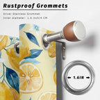 Lemon Outdoor Curtains for Patio Lemon Leaves Summer Plants Begin Waterproof Outside Curtains with Grommet Top Weatherproof Curtain for Cabana Pergola Gazebo, 1 Panel, 54" W x 84" L