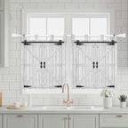 Farmhouse Wood Grain Kitchen Curtains 36 Inch Length, Small Window Curtains Tab Top, Vintage Country Barn Gate Grey Light Filtering Short Window Treatments Tier Drapes 27.5"x36" 2 Panel