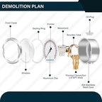 MEASUREMAN 2-1/2inch Dial Size, Oil Filled Pressure Gauge, 0-30psi/kpa, 304 Stainless Steel Case, 1/4 inchNPT Lower Mount