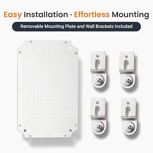 QILIPSU Waterproof Junction Box IP67 Outdoor Plastic Electrical Project Enclosure Weatherproof with Mounting Plate, Wall Brackets, Hinged Grey Cover 11.8"x7.9"x6.7"