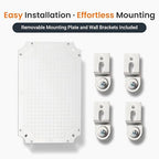 QILIPSU Waterproof Junction Box IP67 Outdoor Plastic Electrical Project Enclosure Weatherproof with Mounting Plate, Wall Brackets, Hinged Grey Cover 11.8"x7.9"x6.7"