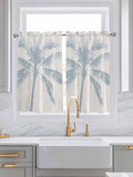 Summer Coconut Tree on Vintage Wood Grain Window Valance Curtains, Seaside Plants Light Filtering Kitchen Valance with 3-inch Rod Pocket for Living Room Bathroom Bedroom,2 Panel,52x54In