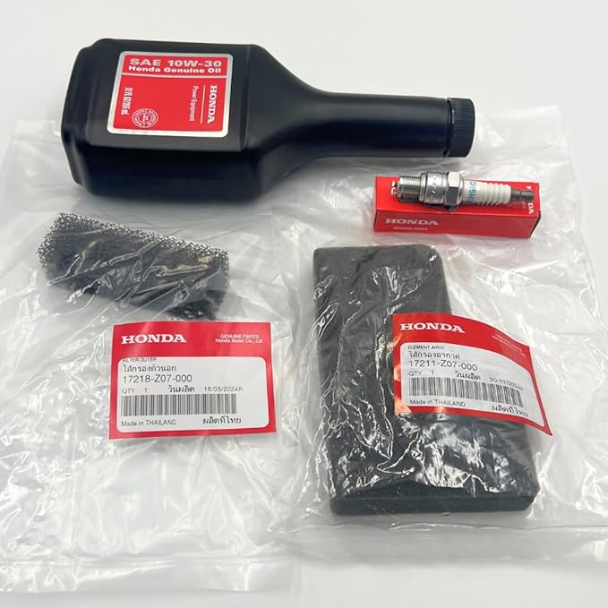 KINDZA Genuine Maintenance Tune Up Kit Fits Honda EU2000i EB2000i EU2200i EB2200i Generators OEM 17211-Z07-000 17218-Z07-000 Air Filter, Genuine 98056-55777 Spark Plug, Motor Oil