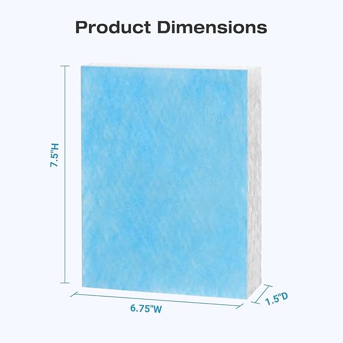 6 Pack Blue HFT600 Humidifier Wick Filter, for Honeywell Top Fill Tower Humidifier HEV615 HEV620 Series, Compared to Part HFT600T HFT600PDQ Wicking Filter, Replacement Filter T