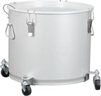 PioneerWorks Fryer Grease Bucket 10 Gal, Coated Carbon Steel Oil Filter Pot with Caster Base, Oil Disposal Caddy, Transport Container with Lid Lock Clip Nylon Filter Bag, Silver