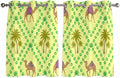 2 Panel Kitchen Cafe Curtains, Desert Sand Camels Sunlight Filtering Nature Air Through, Home Decor Window Covering Tier Curtains for Bedroom Living Room Palm Trees Tropical Plants Polka Dot Yellow