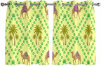 2 Panel Kitchen Cafe Curtains, Desert Sand Camels Sunlight Filtering Nature Air Through, Home Decor Window Covering Tier Curtains for Bedroom Living Room Palm Trees Tropical Plants Polka Dot Yellow