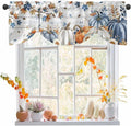 Thanksgiving Pumpkin Tie Up Valance Curtains for Windows, Kitchen Curtains Window Shades, Fall Maple Leaf Daisy Wooden Grain Light Filter Roman Curtain Valances for Bedroom/Bathroom/Cafe 42'' x 18''
