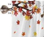 Fall Kitchen Curtain Set, Orange Yellow Thanksgiving Maple Leaf Gnomes Pumpkin Window Valance and Tiers 24" Length, Light Filtering Short Curtains Valance for Cafe Bathroom Bedroom 54"x18"