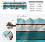Turquoise Teal Tie Up Valance Curtains for Windows, Kitchen Curtains Window Shades, Farmhouse Retro Ombre Wooden Grain Light Filtering Roman Curtain Valances for Bedroom/Bathroom/Cafe 60"x18"
