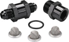 6AN Inline Fuel & Oil Feed Filter Set with 30 80 150 Micron Elements Aluminum Black