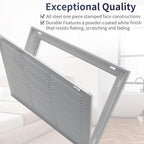 18"W x 12"H [Duct Opening Size] Steel Return Air Filter Grille - Removable Face/Door for 1 inch Filters -HVAC Vent Cover Grill - White [Outer Dimensions: 20 5/8"W X 14 5/8"H]