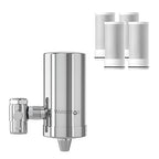 Waterdrop Water Filter for Sink Faucet, 360° Rotating Stainless Steel, NSF Certified Water Purifier for Kitchen Sink, 12 Months Long Lasting Tap Water Filter, Reduce Chlorine, 4 Filters