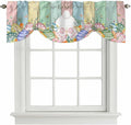 Easter Tie Up Valance Curtains for Windows, Kitchen Curtains Window Shades, Spring Rabbit Ears Foot Eggs Floral Wooden Grain Light Filtering Roman Curtain Valances for Bedroom/Bathroom/Cafe 42"x12"