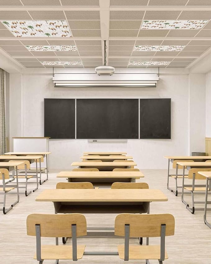 Fluorescent Light Covers for Ceiling Lights Desert Camel Magnetic Light Filters 4 Pack 4x2 ft Bohemian Southwest Date Trees Ceiling Lights Cover for Classroom Office School Home Drop Lamp Decor