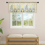 Rustic Lemon Gnomes Sheer Valance Curtains, Summer Fruit Leaves Retro Linen Texture Light Filtering Kitchen Valances Rod Pocket Voile Curtain Window Treatment for Bedroom/Living Room/Basement 54Wx18L
